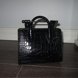 Strathberry Nano Tote Black Croc embossed